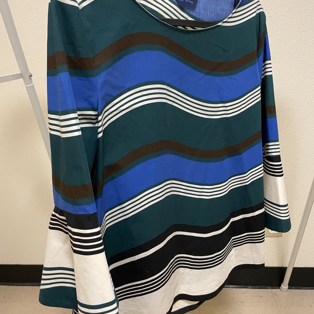 FENDI Striped Long Sleeve Top in Blue and Green